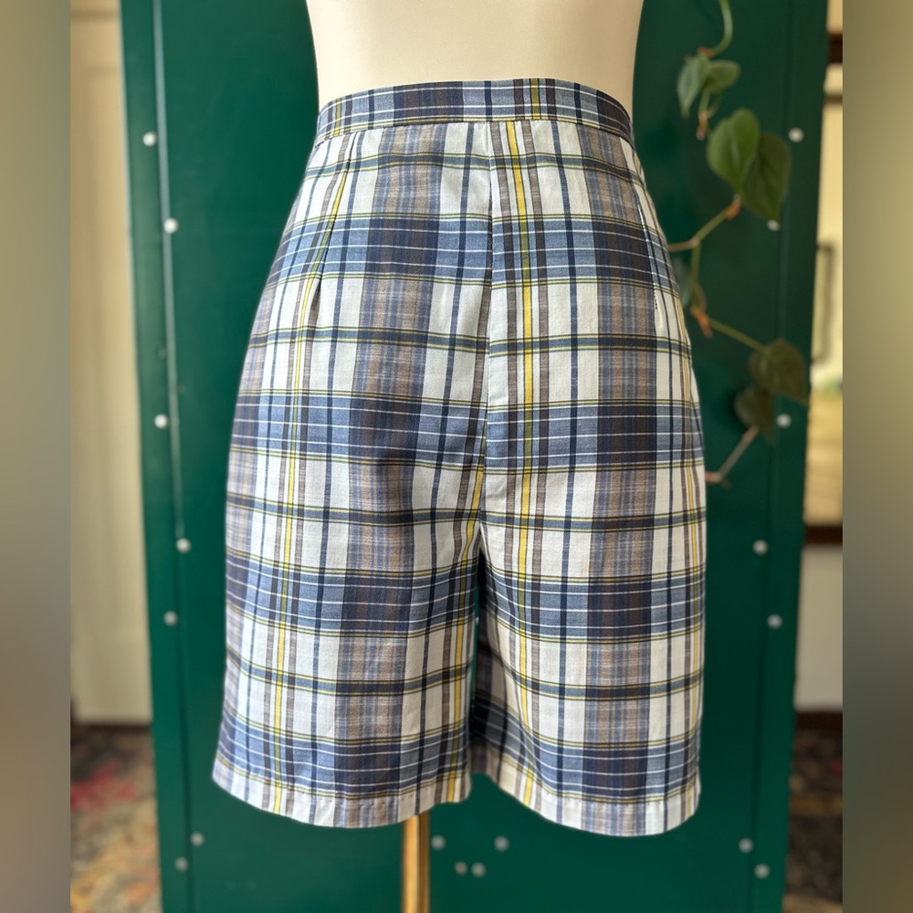 Vintage 1950's High Waisted Shorts Plaid Handmade